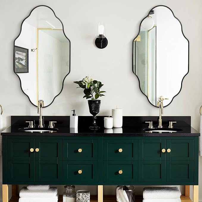 Dorlicecass Wall Mirror for Bathroom - Black Mirror Wall Decor 26" x 46"Modern Mirror Wall Decor with Aluminum Alloy Frame for Bathroom, Bedroom, Living Room, Dining Room, Cloakroom, Entryway
