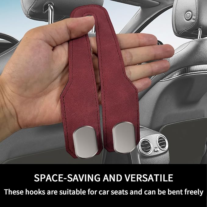 Car Seat Headrest Hooks for Purses and Bags, 4 Pack Bag Purse Holder for Car With Double Metal Hooks, Car Purse Hanger, Headrest Back Seat Handbags Hook Cute Hanging Accessories, hot pink