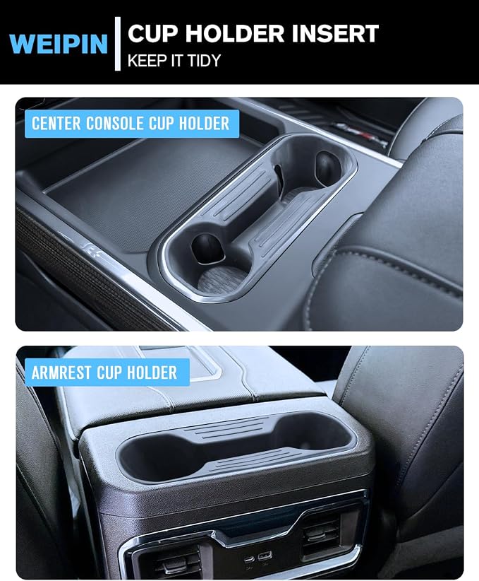 Center Console Armrest Cup Holder Insert for 24-26 Silverado Sierra | 2 piece sets, Console Bucket Seats
