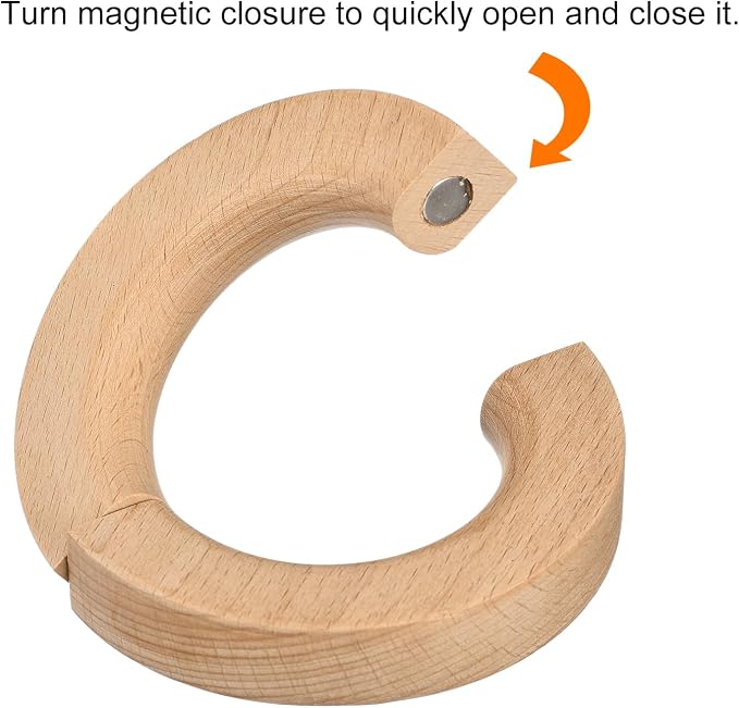 uxcell 2Pcs Wooden Rings, 4 Inch Wood Circles Round Ring Hanger Closet Circle Organizer Holder for Shop Scarf Pants Belt Ties, Natural