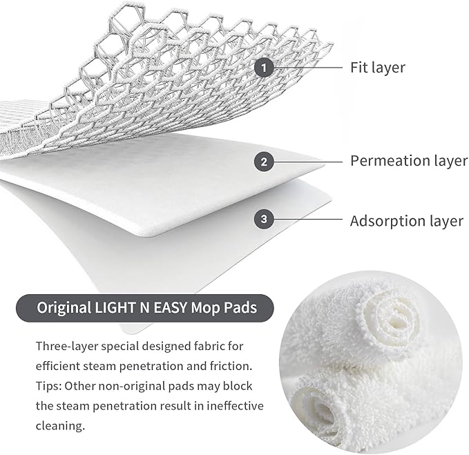 LIGHT 'N' EASY Steam Mop Pads Replacement Reusable Original for S3601/7688ANB/7688ANW/S6/S15（6pcs）