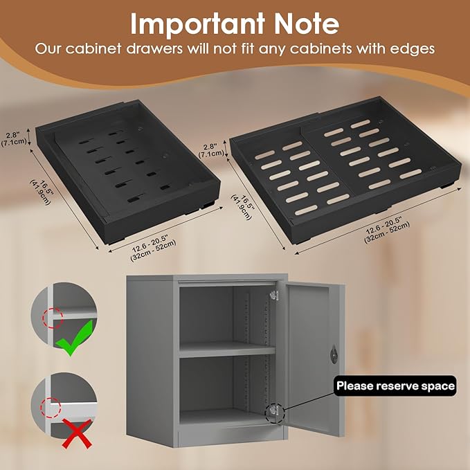 THMINS Expandable Pull Out Cabinet Organizer, 16" Deep Expandable (12.6" - 20.5") 3 Heavy Duty Slide Drawers Pull Out Drawers for Kitchen Storage Cabinet (Black)
