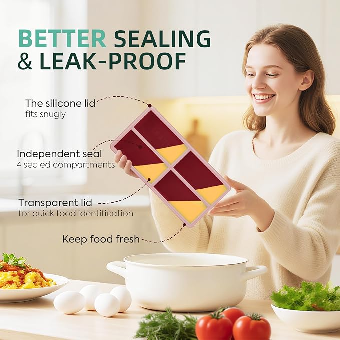 Silicone Freezer Trays with Lids -1 cup soup freezer container large ice cube molds with Reinforced Steel Ring Top, Perfect for Freezing Broth, Rice, Individual Portions, Meal Prepping and More 2-Pack