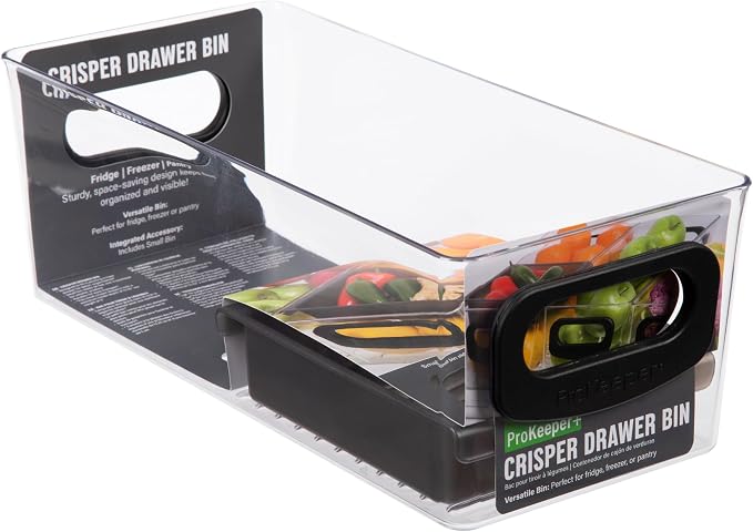 Progressive ProKeeper+ Pantry & Refrigerator Storage Containers – Modular Bins and Organizers (Crisper Drawer Bin, 5.9"L x 12.6"W x 4.5"H)
