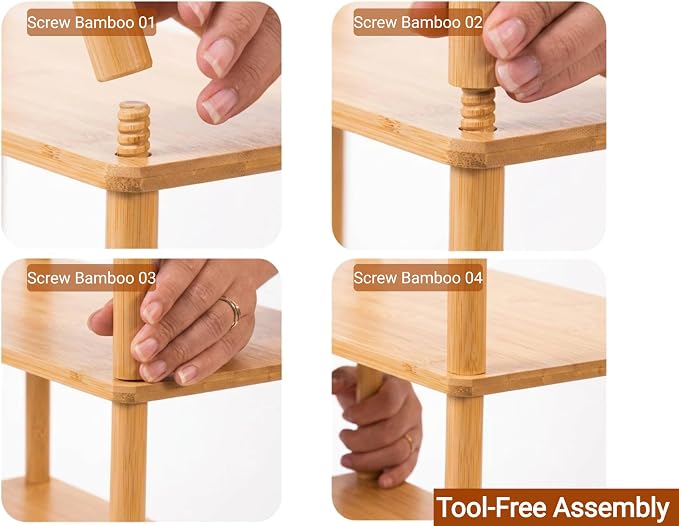 4-Tier Bamboo Coffee Bar Organizer,Coffee Bar Accessories, Mul-tifunctional Wooden Beaded Coffee Station Countertop Stand Shelf for Kitchen Home Office,Counter Riser Display Shelf for Top of Desk Home