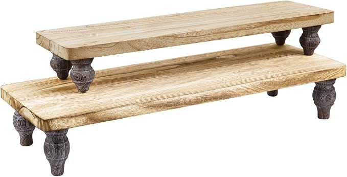 Ikee Design 2 Pcs Set Wooden Display Riser, Cupcake Dessert Display Riser | 2 Pcs Set Wooden Display Riser, Wood Cupcake Dessert Display Riser, Countertop Dessert Serving Stand, Cake Riser Stands