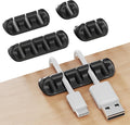 GLUIT Cord Organizer for Desk Cable Holder for Nightstand Charger Organizer Adhesive Desktop Versatile Wire Multislot Clips and Table Management Accessories Office Spaces New Black 5 Pack, 15 Slots