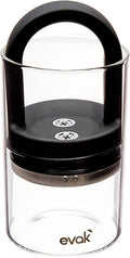 Prepara Evak Classic Airtight Glass Storage Container, Black, Medium (6" x 3.7", 0.5 LB) — Borosilicate Glass with Twin-Valve Lid, Keeps Coffee, Spices & Dry Goods Fresh, BPA-Free