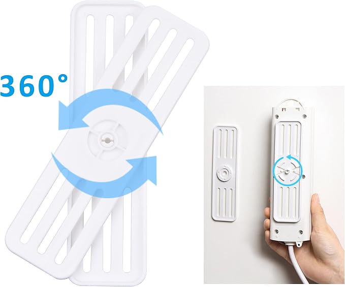 Self Adhesive Power Strip Holder 4 Pack - 360 Degree Rotation Wall Mount Fixator - Home, Kitchen, Office - Also for Remote Control, WiFi Router- Attaches to Wood, Plastic, Metal, Ceramic