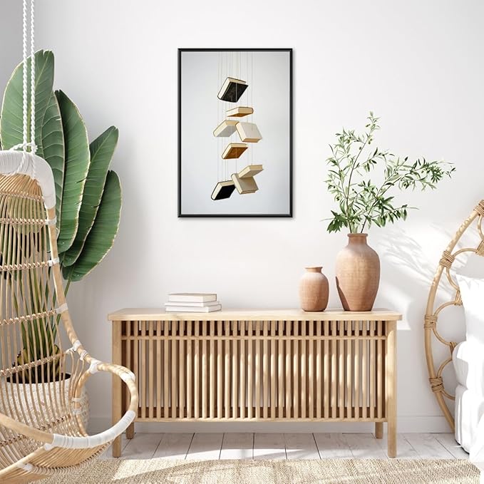 Minimalist Book Art Aesthetic Poster Canvas Wall Art Decoration Living Room Home Decor Bedroom Decoration Poster black framed20x30inch