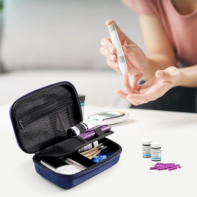 ProCase Diabetes Travel Case for Diabetic Supplies -Navy | Hard Storage Bag for Glucose Meter, Insulin Pen, Test Strips, Syringes, Needles & More; Organizer for Diabetic Care Kits