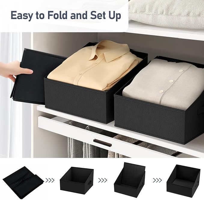 DIMJ Closet Storage Bins 10 Pack - Fabric Storage Baskets for Shelves, Collapsible Clothes Organizer with Handles, Trapezoid Shelf Organization Storage Cubes for Purse, Toys, Books, Towel, Clothes