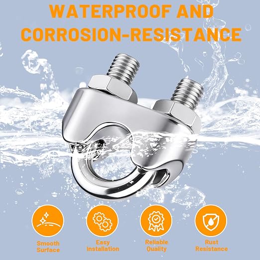 20Pcs 1/8 inch Stainless Steel Wire Rope Cable Clamp,M3 Wire Rope Clips U Bolt Saddle Fastener