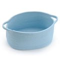 Happyiren Baby Blue Cute Woven Storage Basket with Handle, Baskets for Gifts Empty, Gift Baskets for Valentines Day, Baby Shower, Burr, Raffle Fundraiser, Decorative Organizer Box for Baby Toy Pet