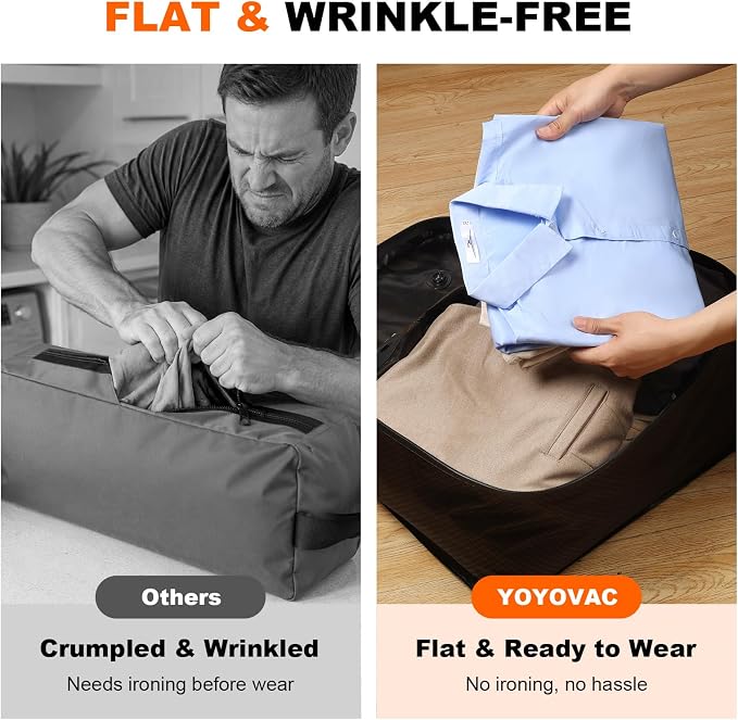 Vacuum Bags with Wireless Pump– Space Saver Compression Bags for Luggage, No Checked Baggage, Triple Your Luggage Space, IP68, Reusable, 43L Fits 20/24/28 Inch Suitcase (3PC+Pump (No Tracker))