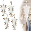 V Shaped Double-Sided Closet Organizer Hanger, 360° Rotating Multi-Layer Vertical Clothes Storage Rack with 12 Hooks, Space Saving Organizer for Hats, Scarves, Belts, Bags and Ties (4PC)