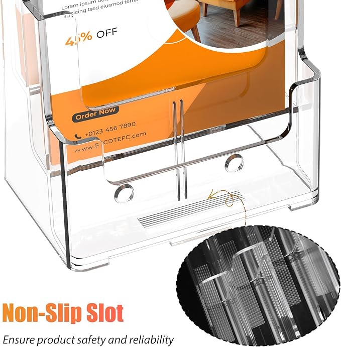 FUCDTEFC 2 Pack Acrylic Brochure Holder 8.5x11 & 4 x9 Inches Universal, Clear 3 Tier Magazine Stand Brochure Display Stand w Removable Divider, Literature Flyer Holder for Wall Mount or Countertop