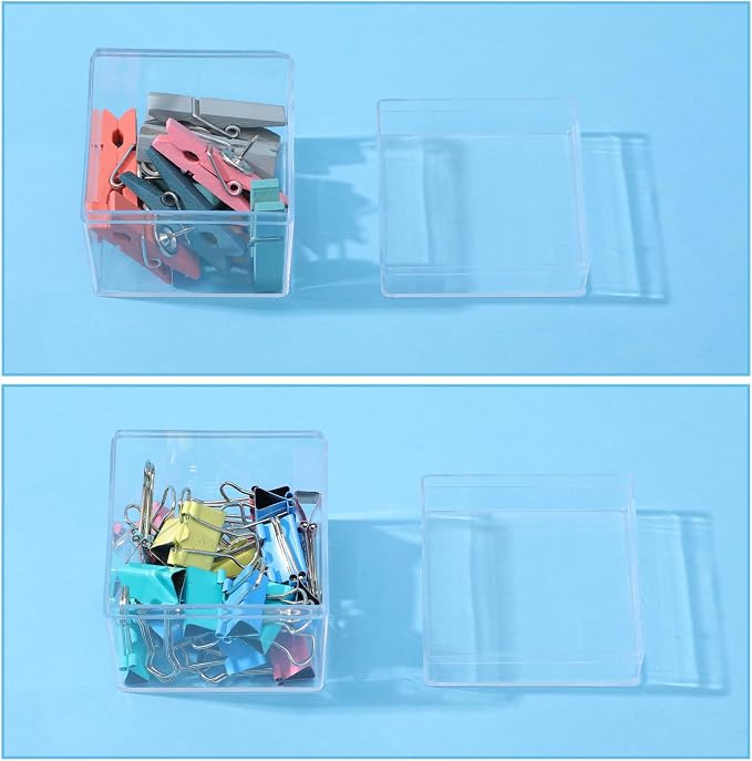 48 Pcs Clear Acrylic Box 2 x 2 x 2 Inch Mini Acrylic Box with Lid, Small Acrylic Square Candy Boxes Stackable Cube Storage Containers for Storage Candy Pill Earring Jewelry Small Item