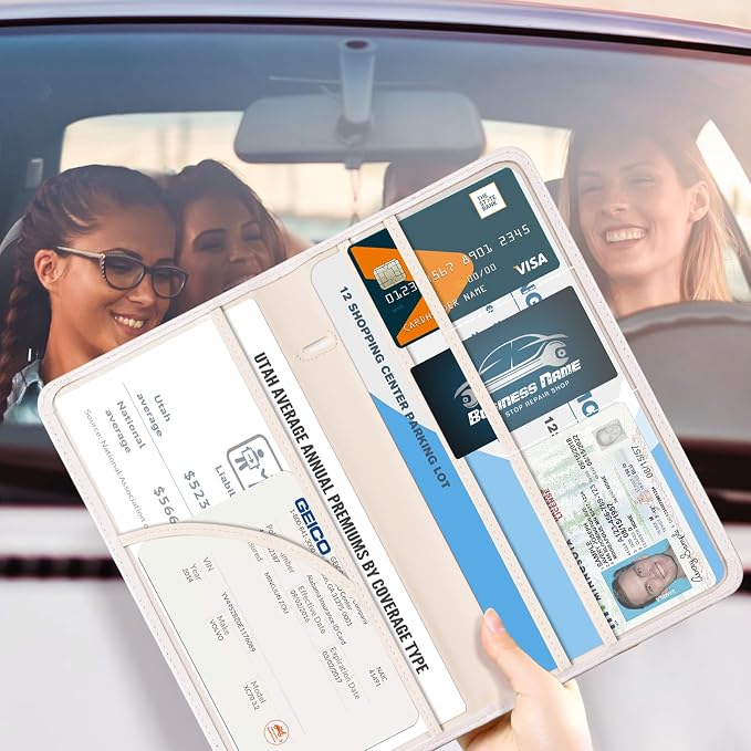 CoBak Car Registration and Insurance Holder | Vehicle Glove Box Organizer, Auto Truck Compartment Document Case with Magnetic Closure for Insurance & Driver License