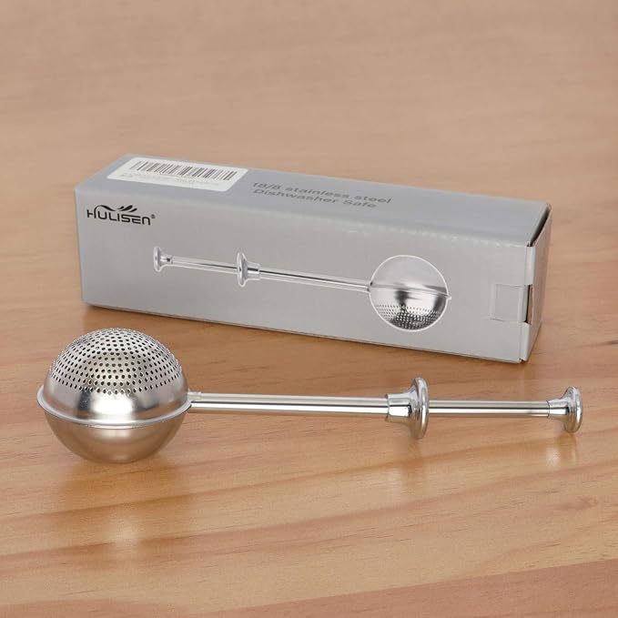 HULISEN Flour Duster, 304 Stainless Steel Flour Sifter for Baking | Spring-Press Handle, Dishwasher Safe, For Flour, Powdered Sugar, Fine Spices, Pick Up and Dust Flour Sifter, Gift Package