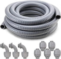 DWALE Liquid-Tight Conduit and Connector Kit,Flexible Non Metallic Liquid Tight Electrical Conduit,1inch25ft Electrical Conduit Kit,with5 Straight and3 Angle Fittings Included,1 in. Dia (25FT)
