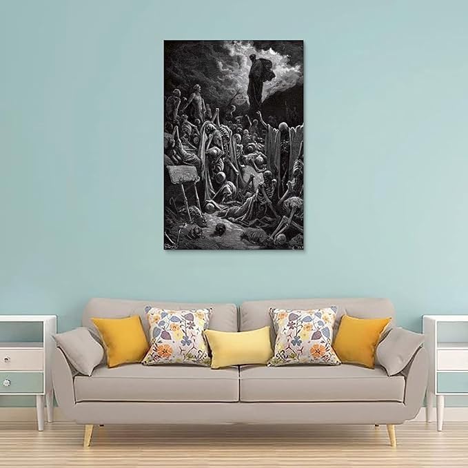 Gustave Dore The Vision Of The Valley Of Dry Bones Prints Wall Art Paintings Poster Wall Art Gifts Bedroom Prints Home Decor Hanging Picture Canvas Paintings 08x12inch(20x30cm)