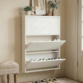 Shoe Cabinet with 3 Flip Drawers, Slim Metal Wall-Mounted Shoe Storage Organizer for Entryway, Hallway, Mudroom, Hidden Narrow Rack, White