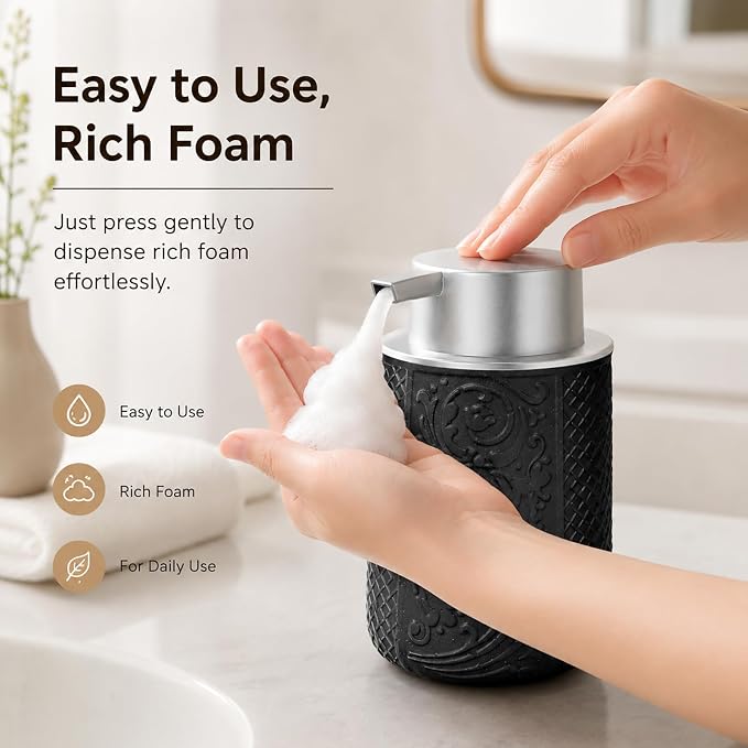 12OZ/350ML Ceramic Foaming Soap Dispenser Empty Hand Soap Dispenser Refillable Lotion Containers with Pump