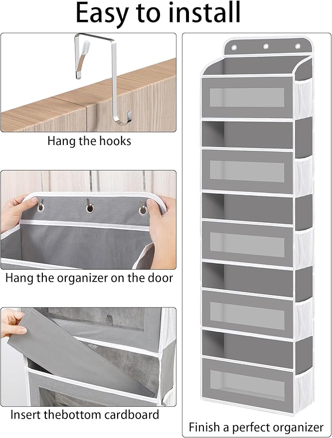 KYEVIS Over The Door Organizer, 5 Shelves Closet Door Hanging Organizer with 10 Mesh Pockets, Nursery Closet Organizer, Baby Essentials, Dorm Room Essentials for Girls