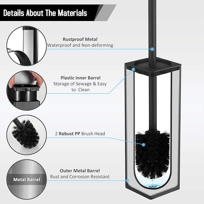 Stainless Steel Toilet Bowl Brush and Holder for Bathroom Storage Organization