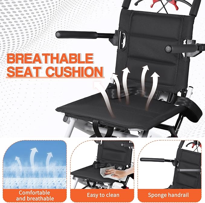 Wheelchairs for Adults,Transport Lightweight Foldable with Flip-up armrests, Portable Folding Travel Wheel Chairs for Seniors（220 lbs Weight Limit）