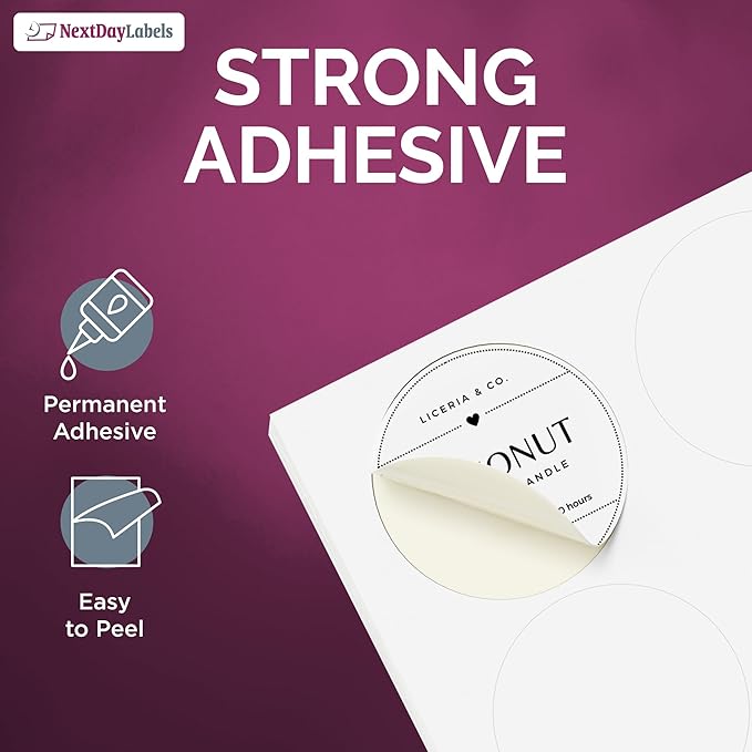 NextDayLabels 3.33 Inch Round Circle Stickers White Blank Labels for Laser Inkjet Printer - 6 Per Sheet Self-Adhesive Product Packaging Logo Made in USA - 150 Labels
