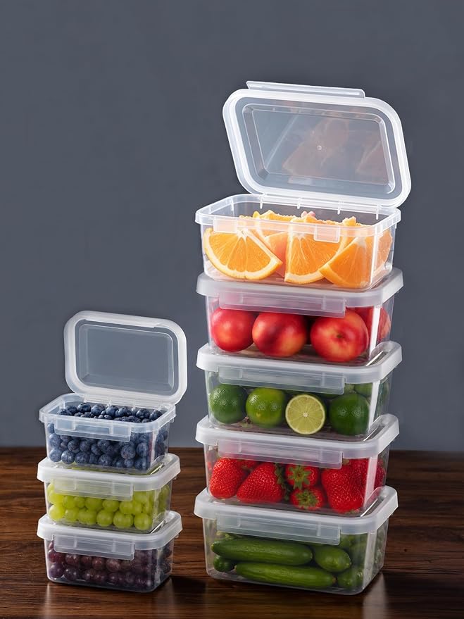 LivLab Mker 8 Sets Food Storage Containers with Lids - Reusable Meal Prep Containers Bpa-Free Freezer Lunch Boxes for Leftovers, Snack, Fruits, Salad (5 Large + 3 Small)