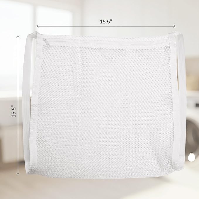 S&T INC. Sneaker Dryer Bag, 15.5" x 15.5", White | Dryer Door Shoe Net, Elastic Straps, Sneaker Laundry Bag for Shoes