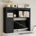 Desk Hutch Shelf, Desktop Shelf Organizer 37 inch Wide Desktop Bookshelf 2-Tier Wood Hutch Bookcase Organizer with Drawer Dorm Table Shelves Desk Shelves Office Bookshelf with Storage-Black