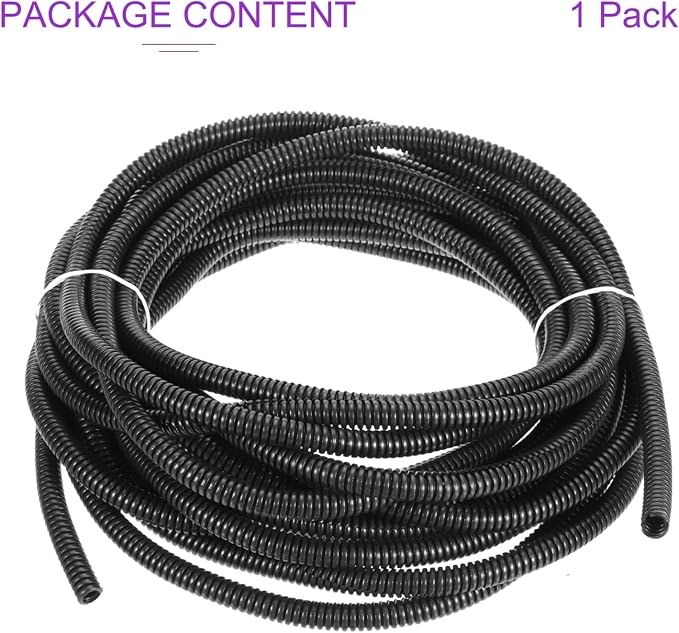 DMiotech 33ft Wire Loom Split Tubing 1/4 Inch(6.5 Mm) ID, Cord Protectors from Pet Flexible Conduit Cable Management for Office, Home, Garden, Black