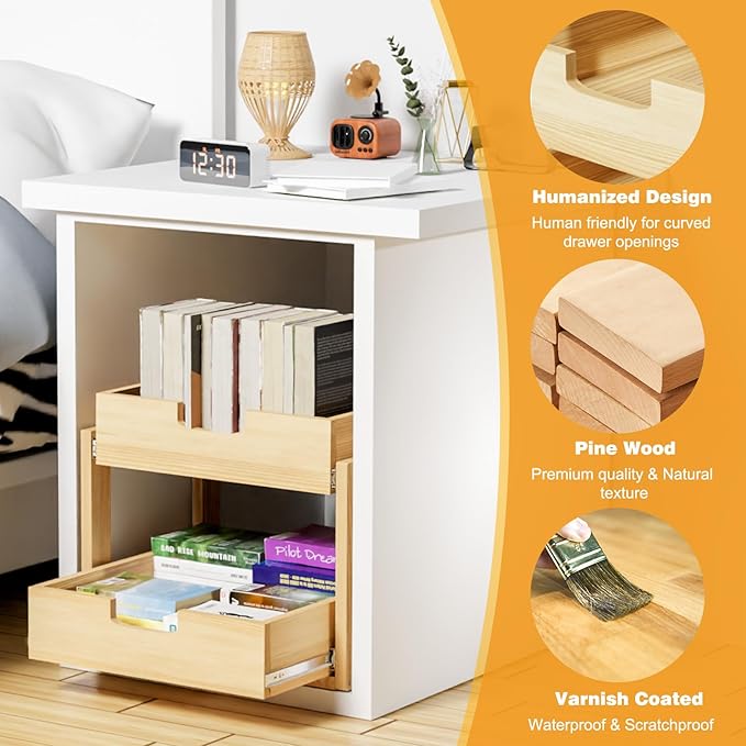 Pull Out Cabinet Organizer, 14''W×21''D Sliding Drawers for Cabinets, 2 Tier Soft Close Slide Out Wooden Pull out Drawers, Base Cabinet Organization for Kitchen, Pantry, Bathroom