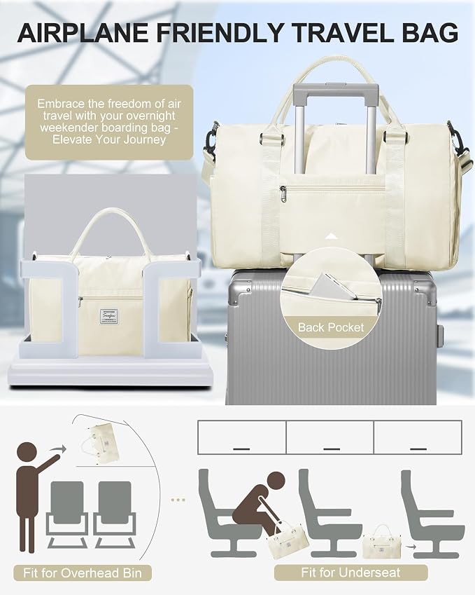 Gym Bag Womens Mens with Shoes Compartment and Wet Pocket Travel Duffel Bag for Women for Plane Sport Gym Tote Bags Swimming Yoga Small Waterproof Weekend Overnight Carry on Bag Hospital Holdalls