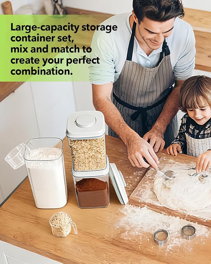 Airtight Food Storage Container with One-Touch Lid, 2.8 QT / 2.65 L Stackable BPA-Free PET for Coffee, Sugar, Spices & Pantry Organization.