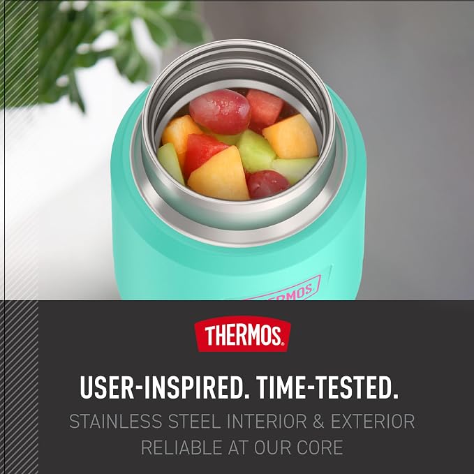 THERMOS ICON Stainless Steel Food Jar with Spoon, 12 Ounce, Teal