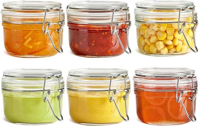 ComSaf Small Mason Glass Jars with Airtight Lids 4 oz 6 Pack Pantry | Herbs honey jam, Spice rack cabinet organization, Kitchen storage, Salt pepper chili, Wedding favors