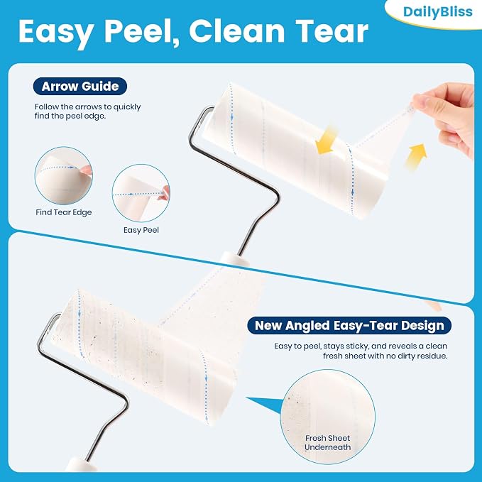Extra Sticky Large Surface Lint Roller for Pet Hair, 500 Sheets | Easy Spiral Tear, 6.3" Wide Lint Roller, Cat & Dog Hair Remover for Clothes, Carpet, Giant Lint Remover with Storage Base