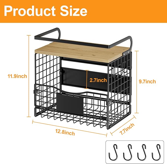 Magneitc Shelf for Fridge,Fruit Vegetable Potato & Onion Organizers Storage Basket Bins,Magnetic Spice Rack for Refrigerator & Kitchen Countertop,Pantry and Cabinet