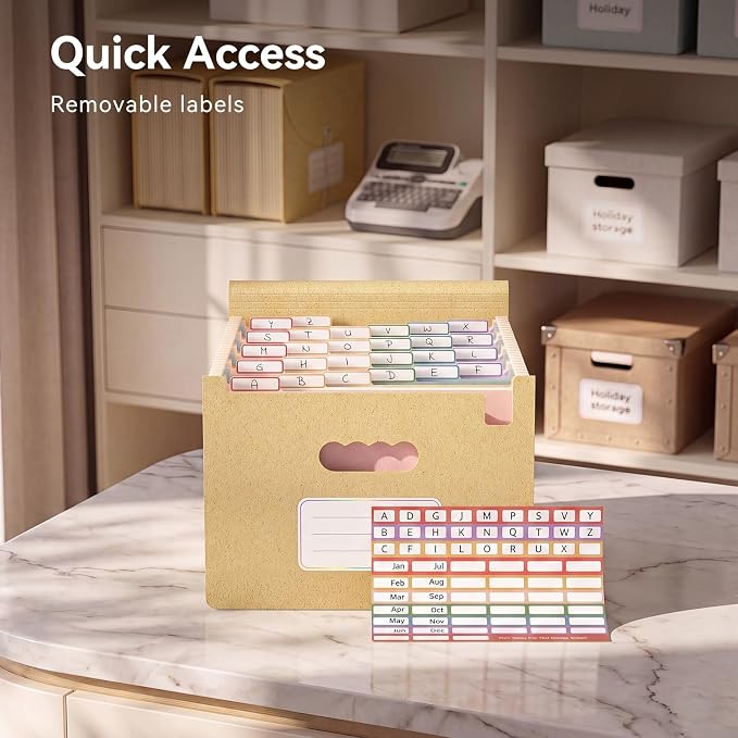 ThinkTex Accordion File Organizer, 26 Pockets File Folders, Dusty Butter | Monthly Bill Receipt Documents Organizer, A-Z Colorful Tabs, Letter/A4 Size for Classroom Office Organization Home Hospital