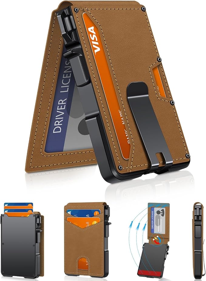 Wallet for Mens Minimalist Wallet 9-13 Cards RFID Blocking Slim Wallet | Money Clip & ID Window, Compact Smart Pop Up Card Wallet, Metal Aluminum Credit Card Holder Wallet, Birthady Gifts for Men