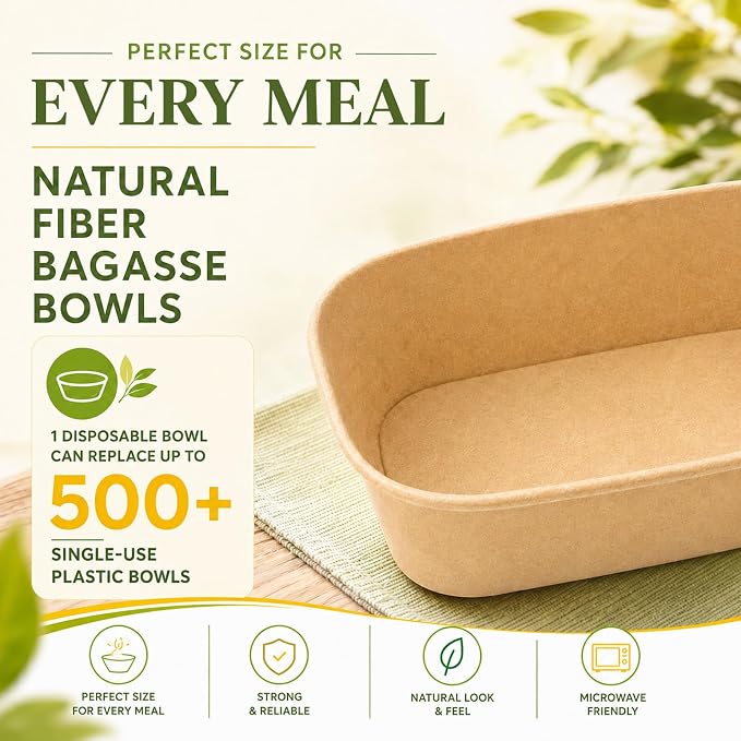 Holotap 50 Pack 25 OZ Disposable Kraft Paper Bowls with Lids【with Spoons and Forks】,Disposable Food Containers, Microwave Safe for Hot Soup, Disposable Meal Prep Containers for Restaurant Supplies