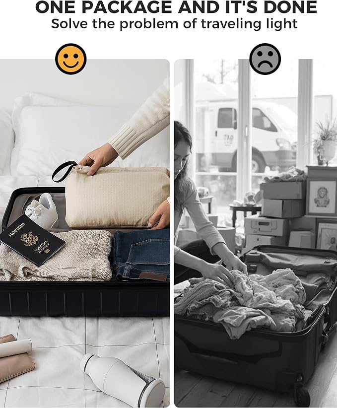 Compression Travel Laundry Bag for Dirty Clothes, Pump-Free Laundry Bag for Suitcase & Dorm, Waterproof Wet Dry Clothes Organizer, Large Capacity Space Saving Travel Bag (1 Pcs)(Gray, M)