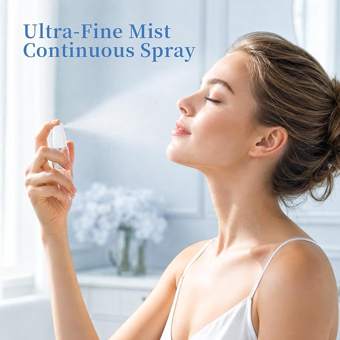YIERSO Refillable Spray Bottles 1oz 30ml 4-Pack Small Travel Bottle | Leak-Proof Fine Mist,TSA Approved BPA Free, Mini Empty Atomizer for Cleaning Liquid Toner Hair Spray Facial Mist