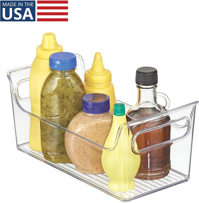 iDesign Plastic Condiment Organizer with Handles, Clear | For Fridge, Made in USA