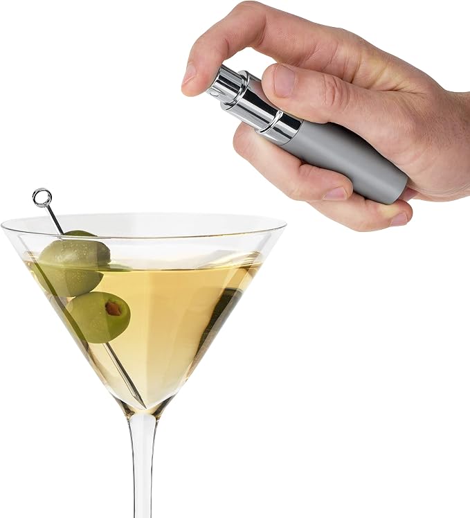 True Martini Atomizer Bar Mister – Spray Bottle for Gin & Vodka Martinis, Refillable Vermouth Spritzer for Bitters and Absinthe, Travel Perfume & Essential Oils Sprayer, Glass Canister with Funnel